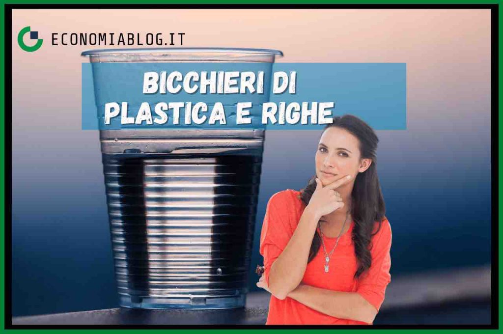 Bicchiere in plastica e donna dubbiosa