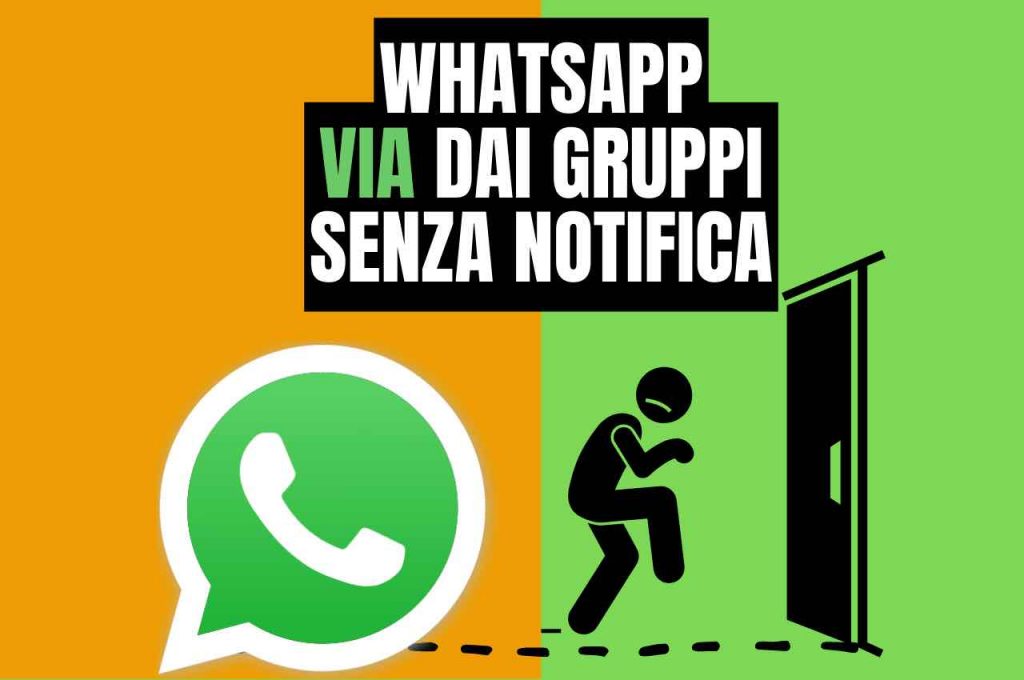 Logo whatsapp e illustrazione di omino che si allontana di soppiatto